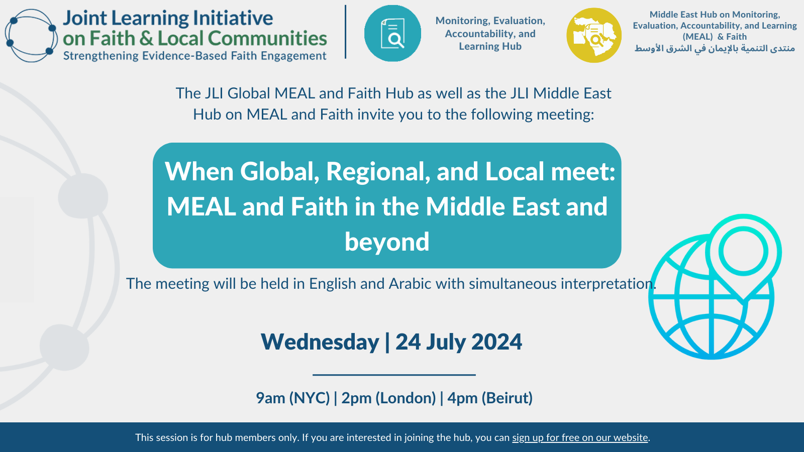 When Global, Regional, and Local meet: MEAL and Faith in the Middle East and beyond